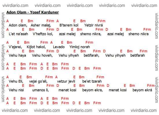 Letra Chords Lyrics Adon Olam Yosef Karduner